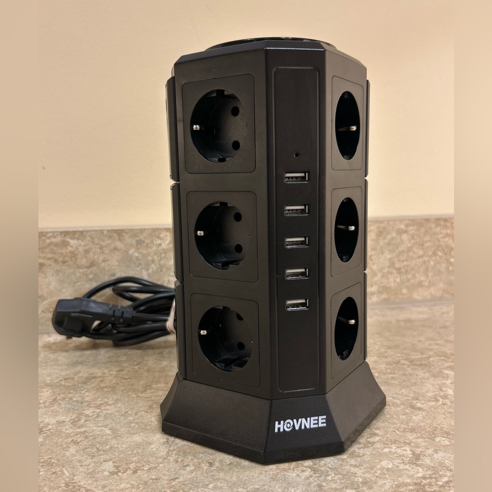 Hovnee EU European Vertical Charging Power Tower 12 Outlet 5 USB Port